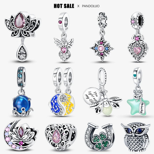 2024 Original New in Romantic Retro Classic Series Lotus Charm Beads Fits Pandora Bracelet Women 925 Silver Pendant Bead Jewelry