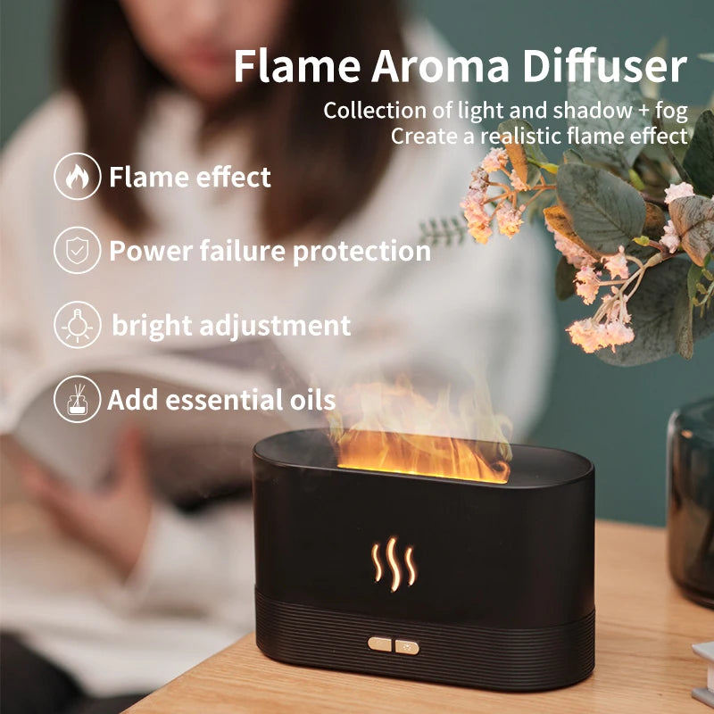 Aromatic Flame Diffuser Flame Humidifier Aromatic Therapy Diffuser Aromatic Aromatic Indoor Ultrasonic Air Humidifier Home Bedro
